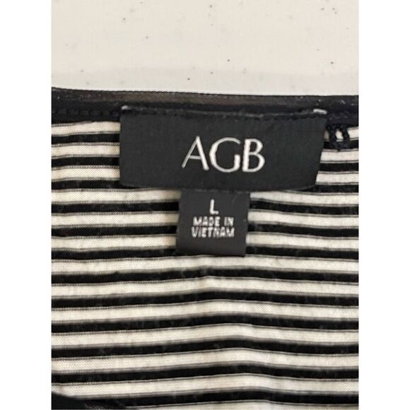AGB women’s blouse black mesh over striped tank size large - Picture 6 of 6
